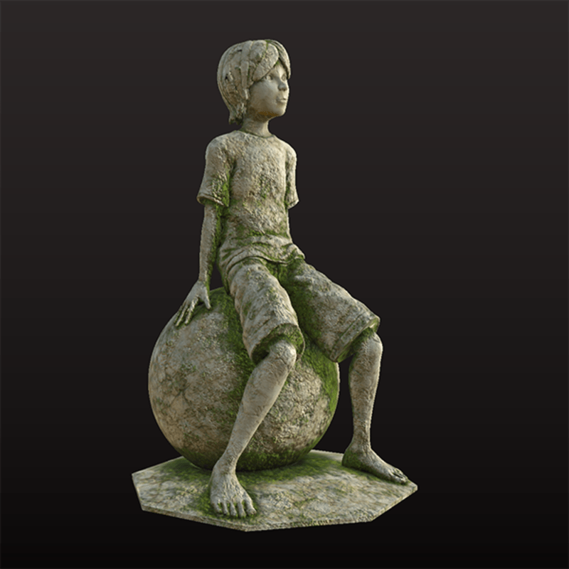 Little Thinker Statue - Moss