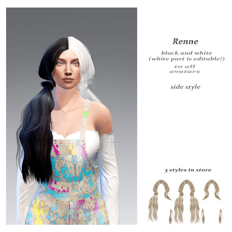 Renne side style-black n white base (the white part is editable!)