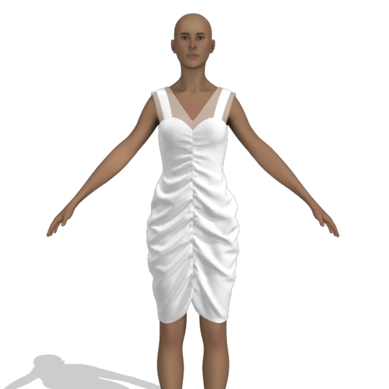 white dress with folds and transparency
