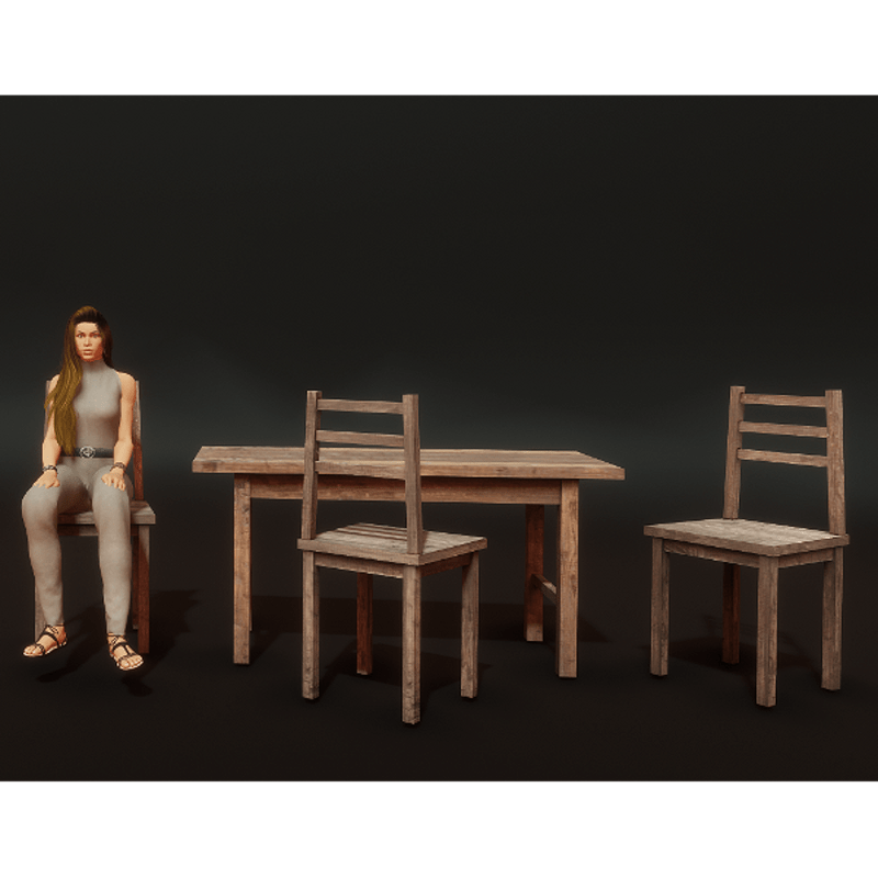 Rustic Table and Chairs Set with Sit