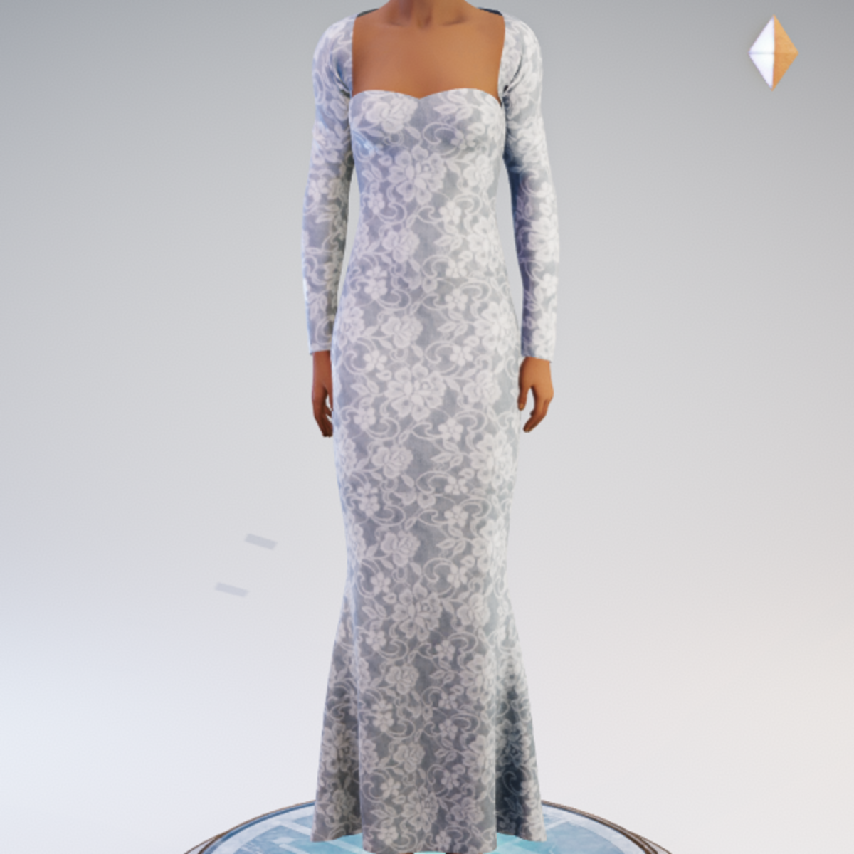 Strapless Mermaid Gown and Bolero - Blue Lace