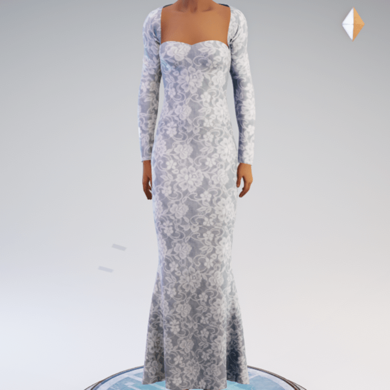 Strapless Mermaid Gown and Bolero - Blue Lace
