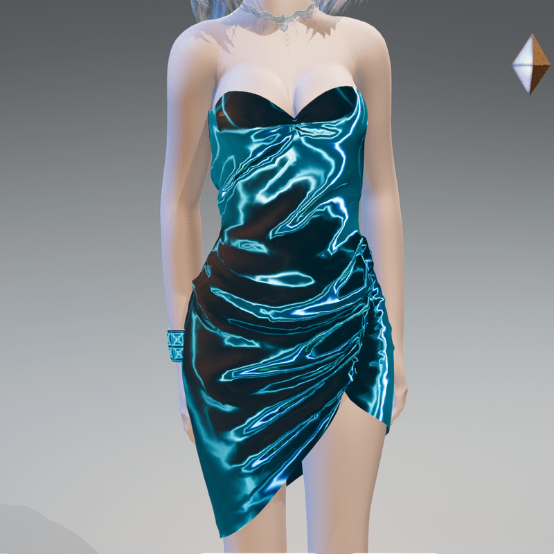 Ocean-Night Side-Drape Cocktail Dress - Female