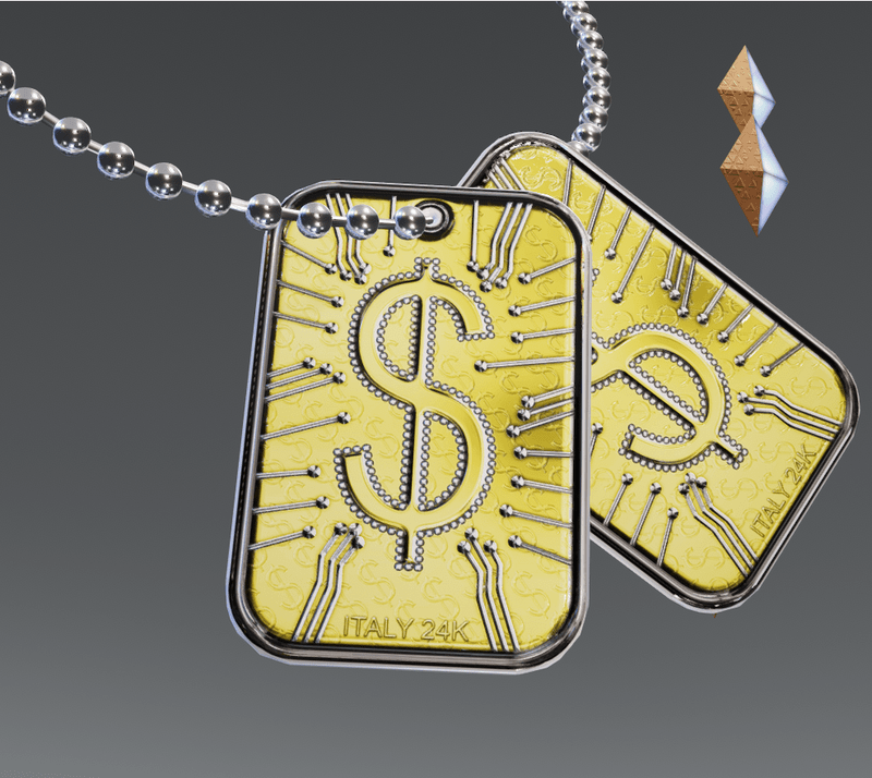 Dog-tags Quantum 24K Gold Money Bling