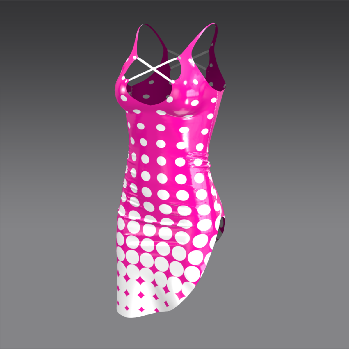 Dress Lara latex dotted pink