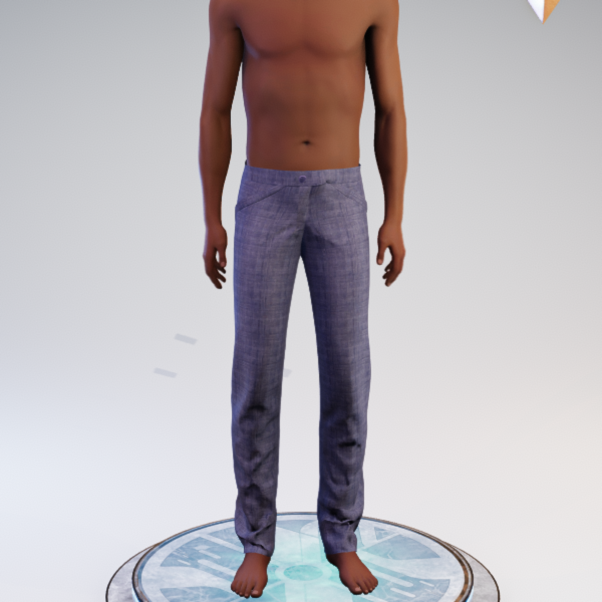 Faux-pocket Slacks - Blue Plaid