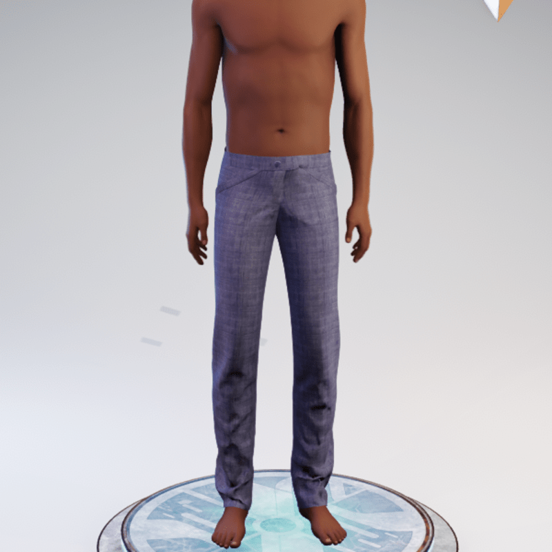 Faux-pocket Slacks - Blue Plaid