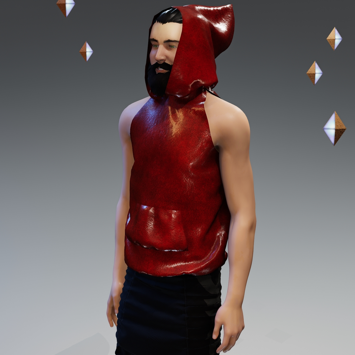 ‘Headspace’ Faux Calfskin (τ) Sleeveless Hoodie - Unisex