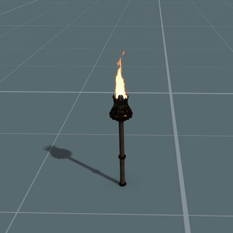 TORCH WITH ANIMATED FLAME LOWPOLY