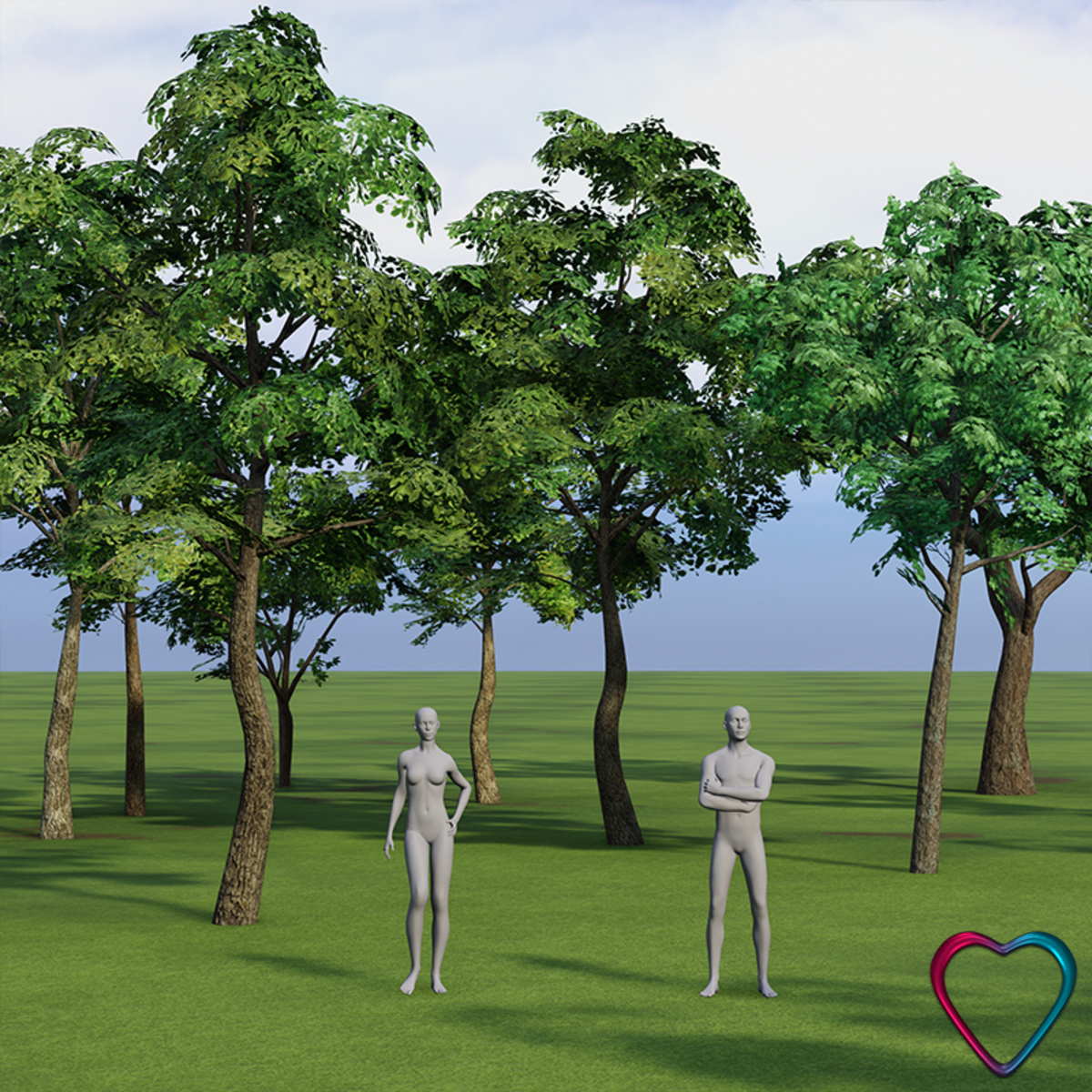 Spring Trees Pack - 32 Trees with Wind + 60 m Spring Ground