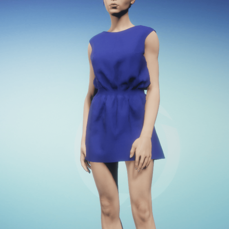 Dress with Elasic Waistband in Blue