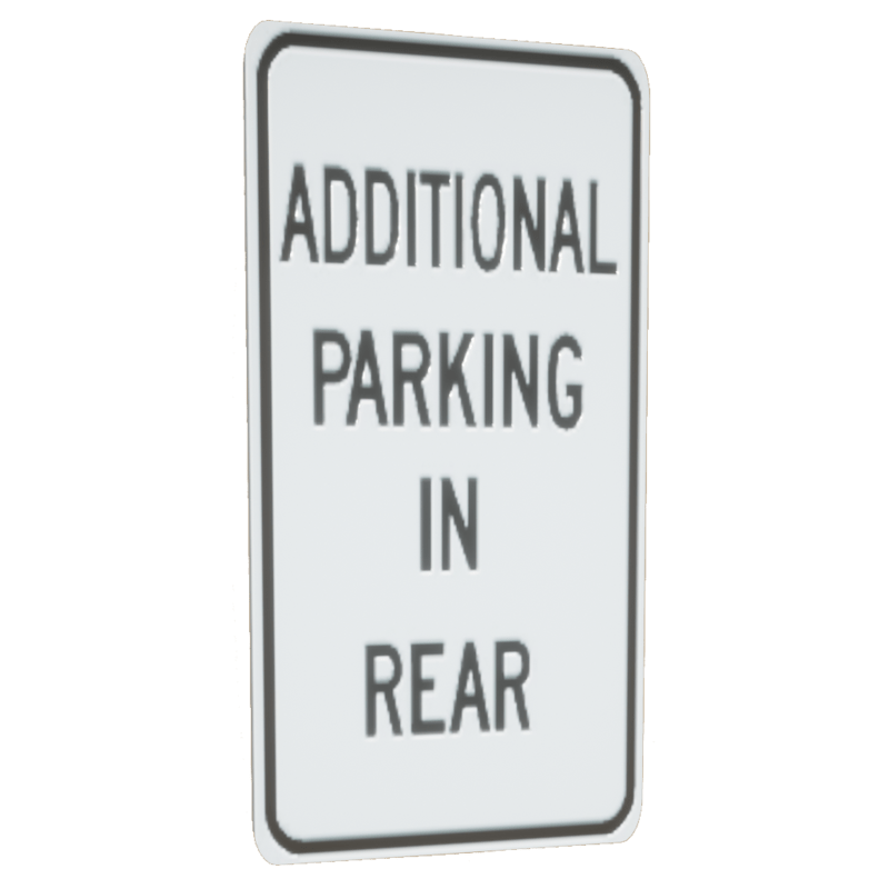 Additional Parking in Rear - Street Sign