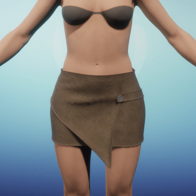 Paneled Mini Skirt - Brown Suede