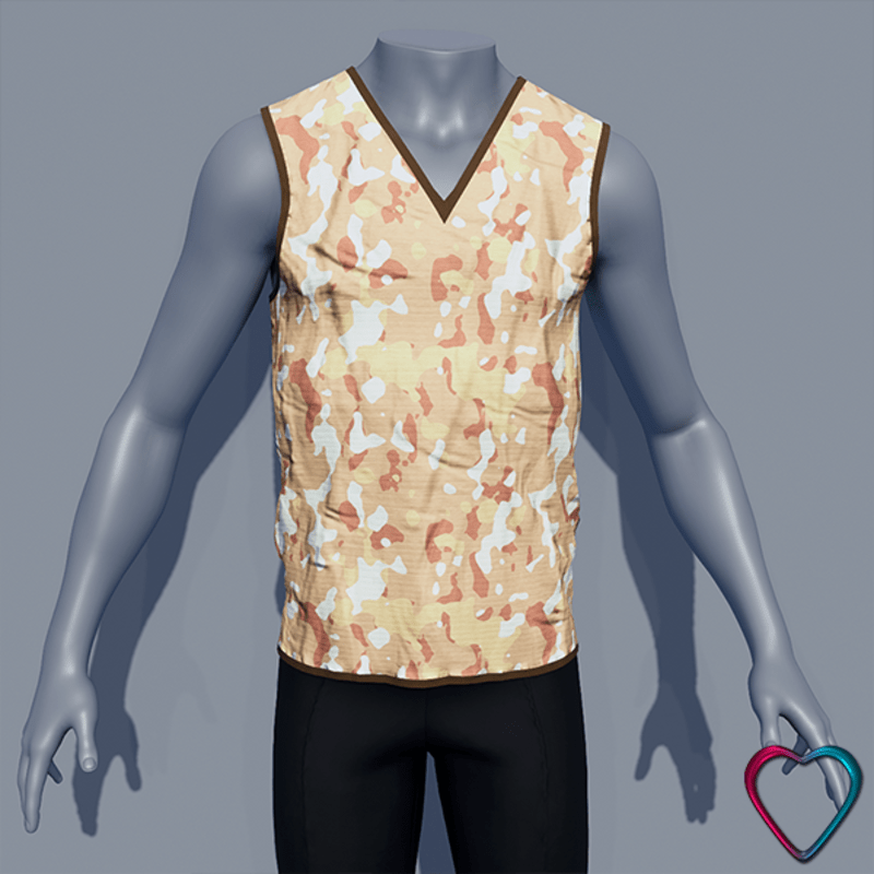 Men V Neck Camo Teeshirt - Sand