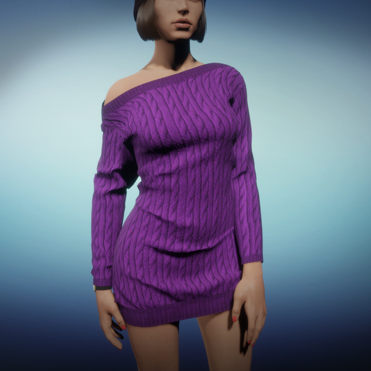 Sweater Dress - PURPLE