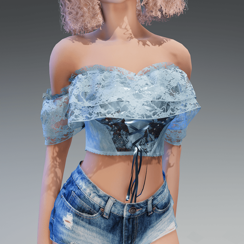 Summer Goth Top in Blue
