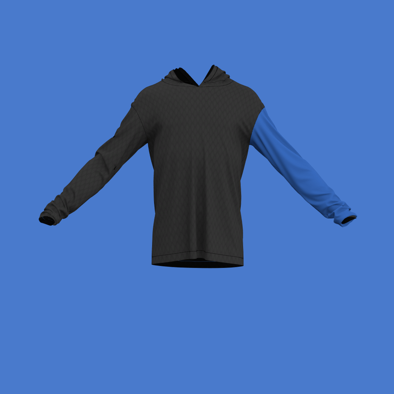 UNISEX Hoodie Baggie Sleeves Blue & Black