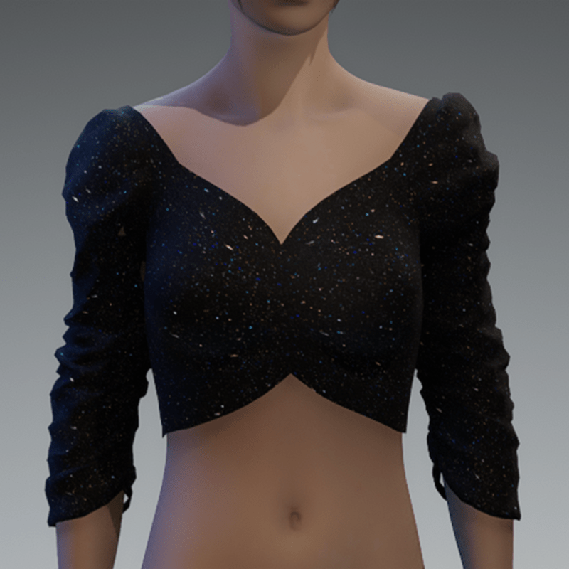 Emissive starscape ruched puff sleeve top