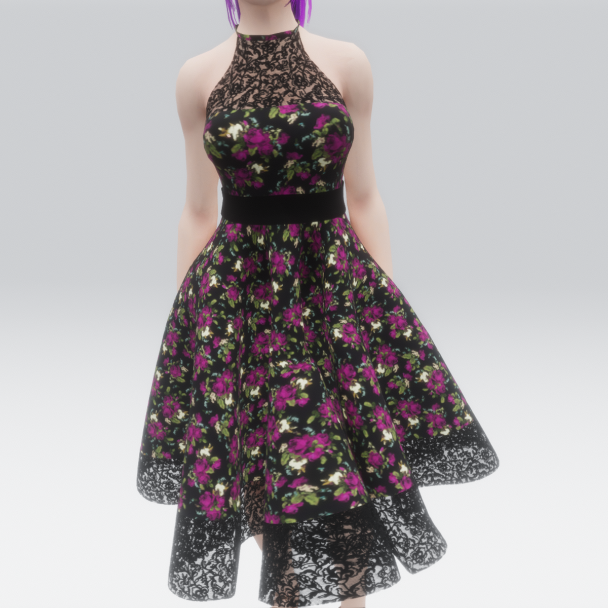 Purple Rose Vintage Cocktail Dress