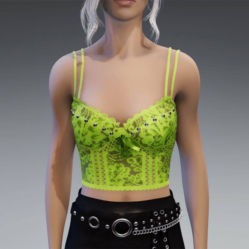 Lace Top in Yellow Green