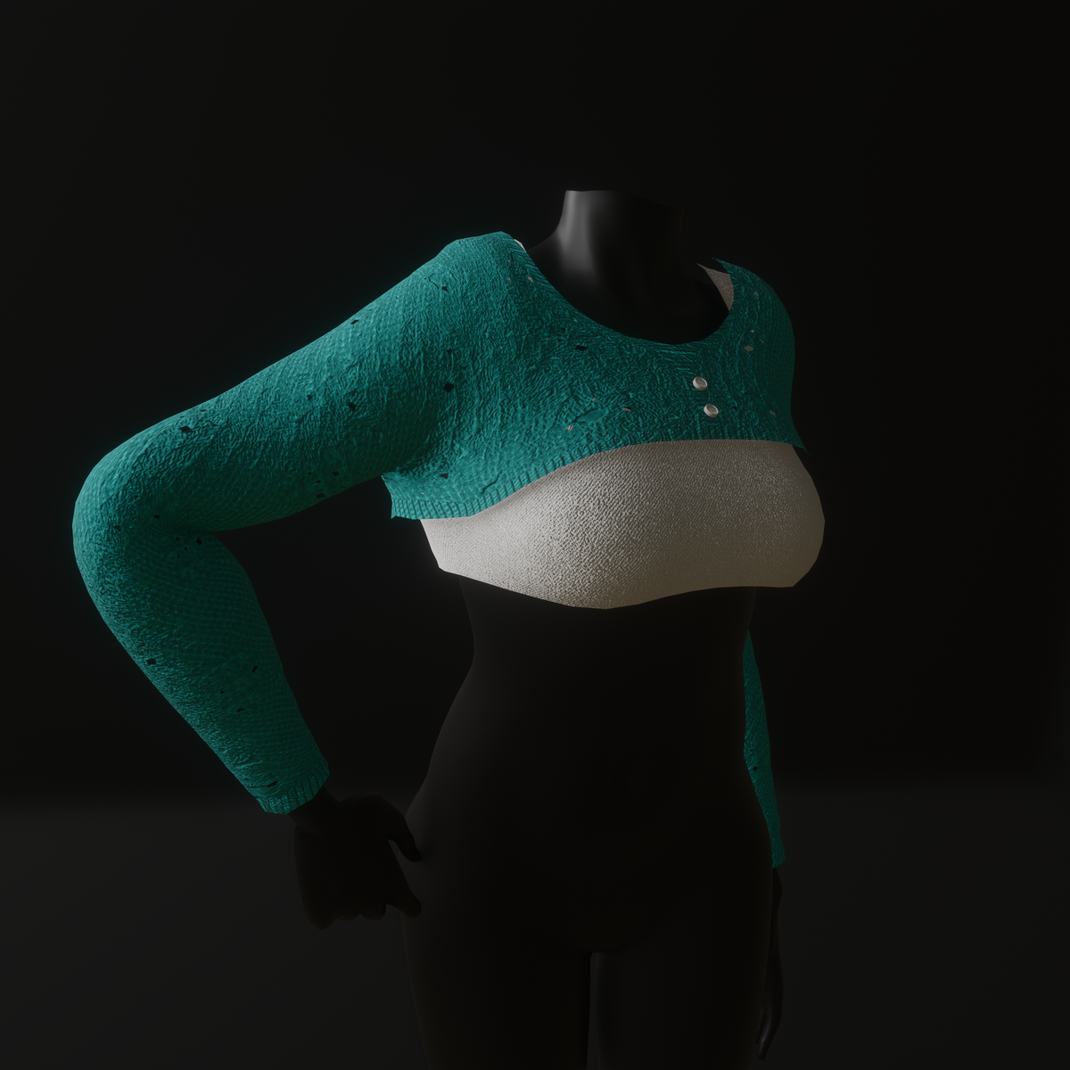 Knited Cropped Jumper (TM) Light Blue