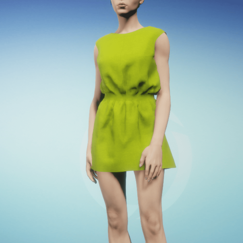 Basic Dress with Elastic Waistband in Lime