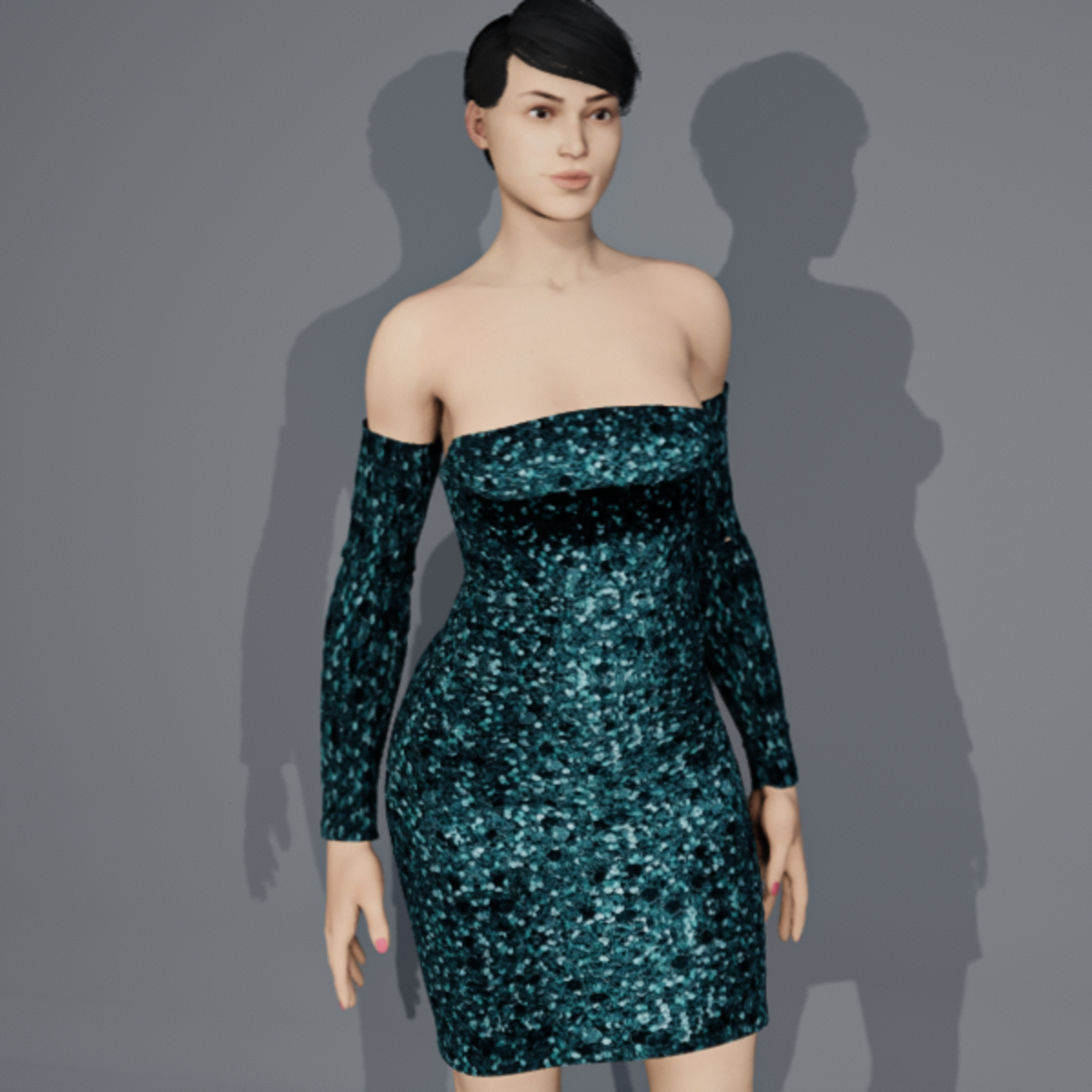 MANDY MINI DRESS WITH GLOVES TURQUOISE