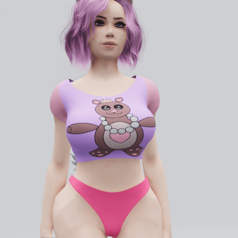 Kawaii Pastel Emo Bear Crop Top