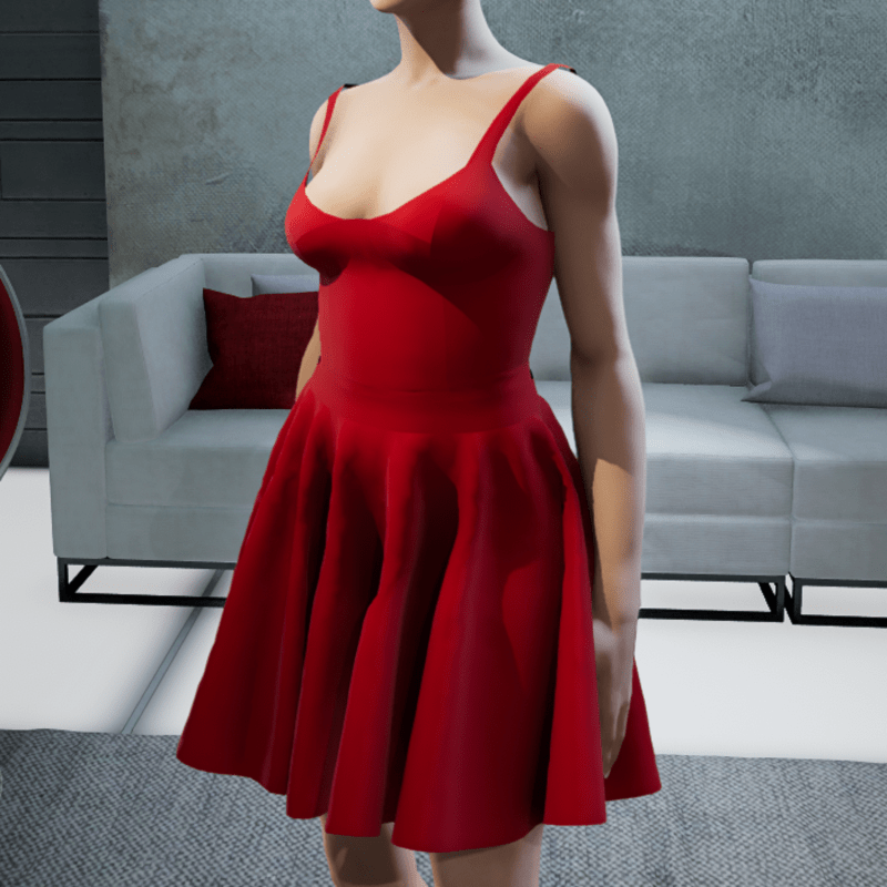 Suit. Body skirt red