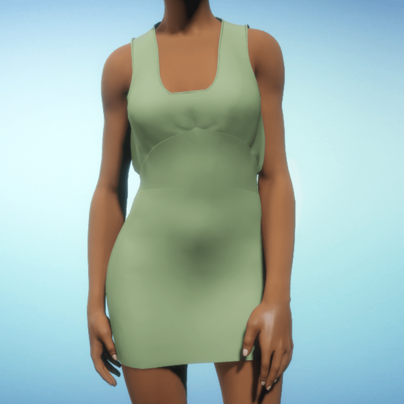 Bloused Mini Dress - Green
