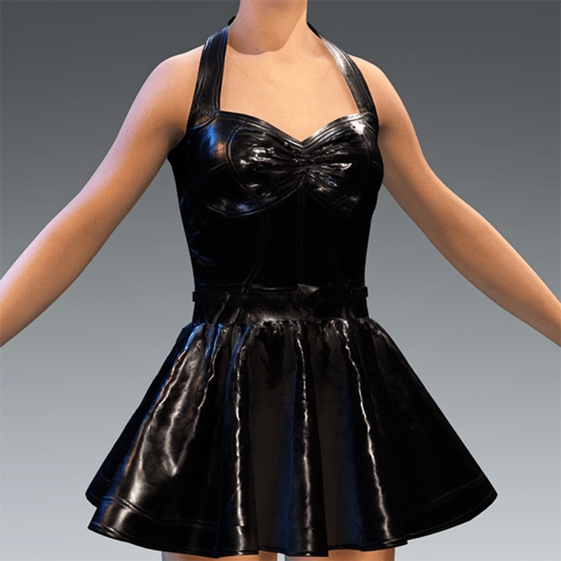 Latex Rubber Dress Short Black