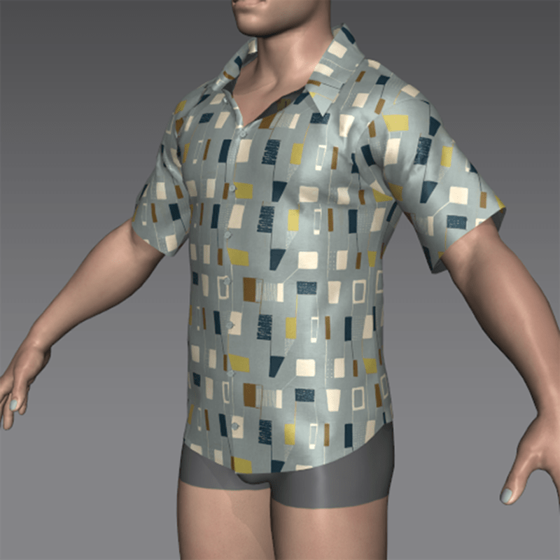 men's 1950's print short-sleeve sportshirt