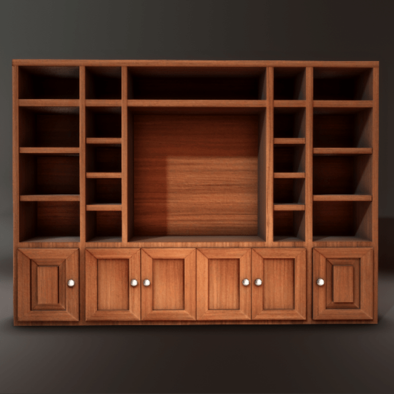 Wall Storage Shelves w Media Space