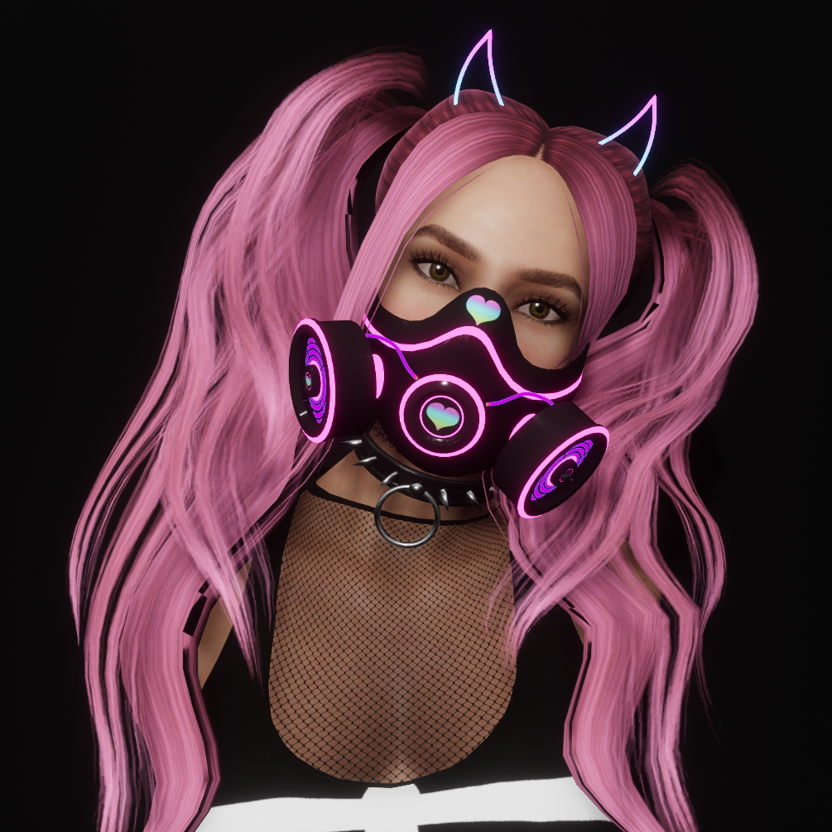 Cyber Heart Gas Mask (Animated Rainbow)