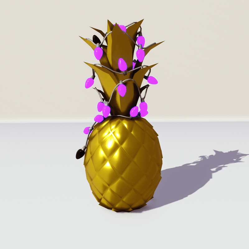 Christmas pinealppe with running lights - golden