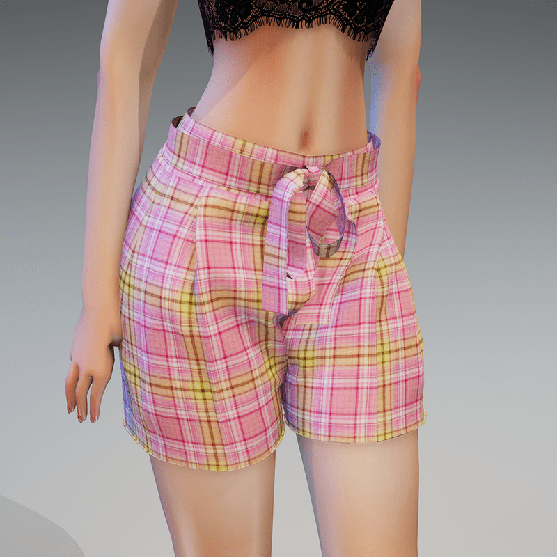 Summer Shorts Checked Pink Yellow