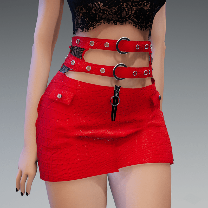 Rockstyle Cyber Skirt Croco Red