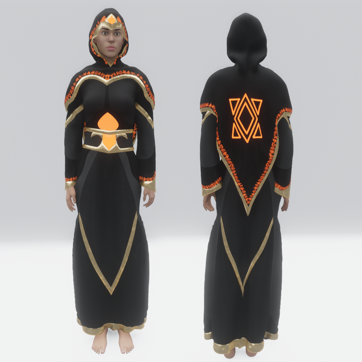 Magic Obsidian Mage Robes - Female