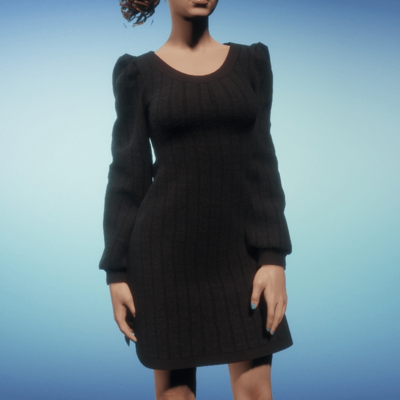 A-Line Sweater Dress - Brown