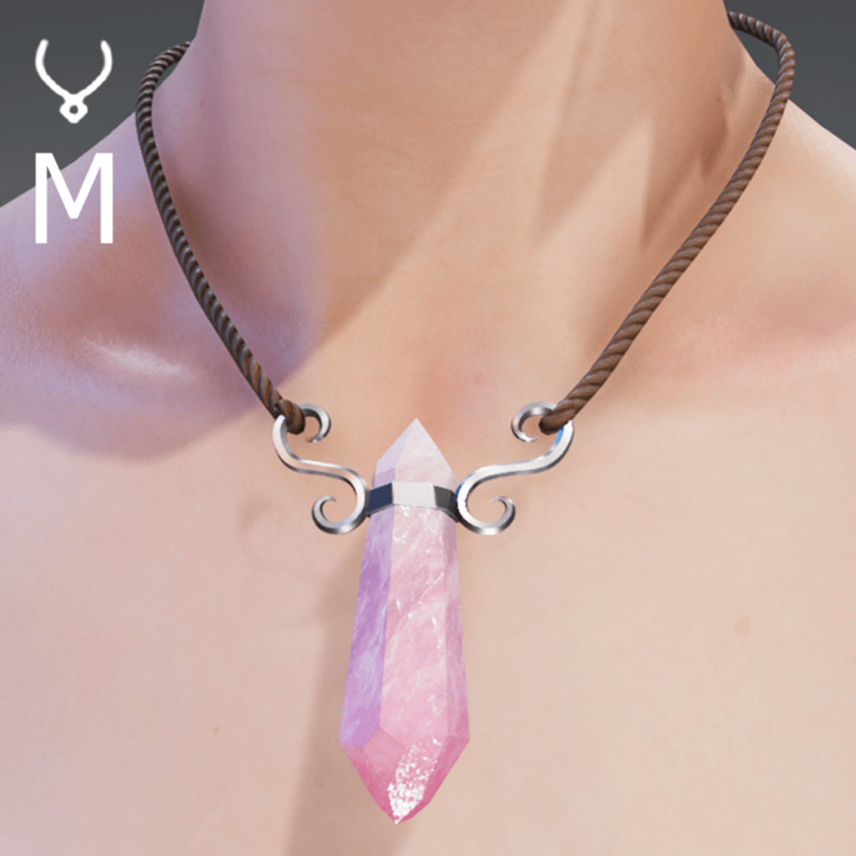 Male Glowing Rose Quartz Pendant