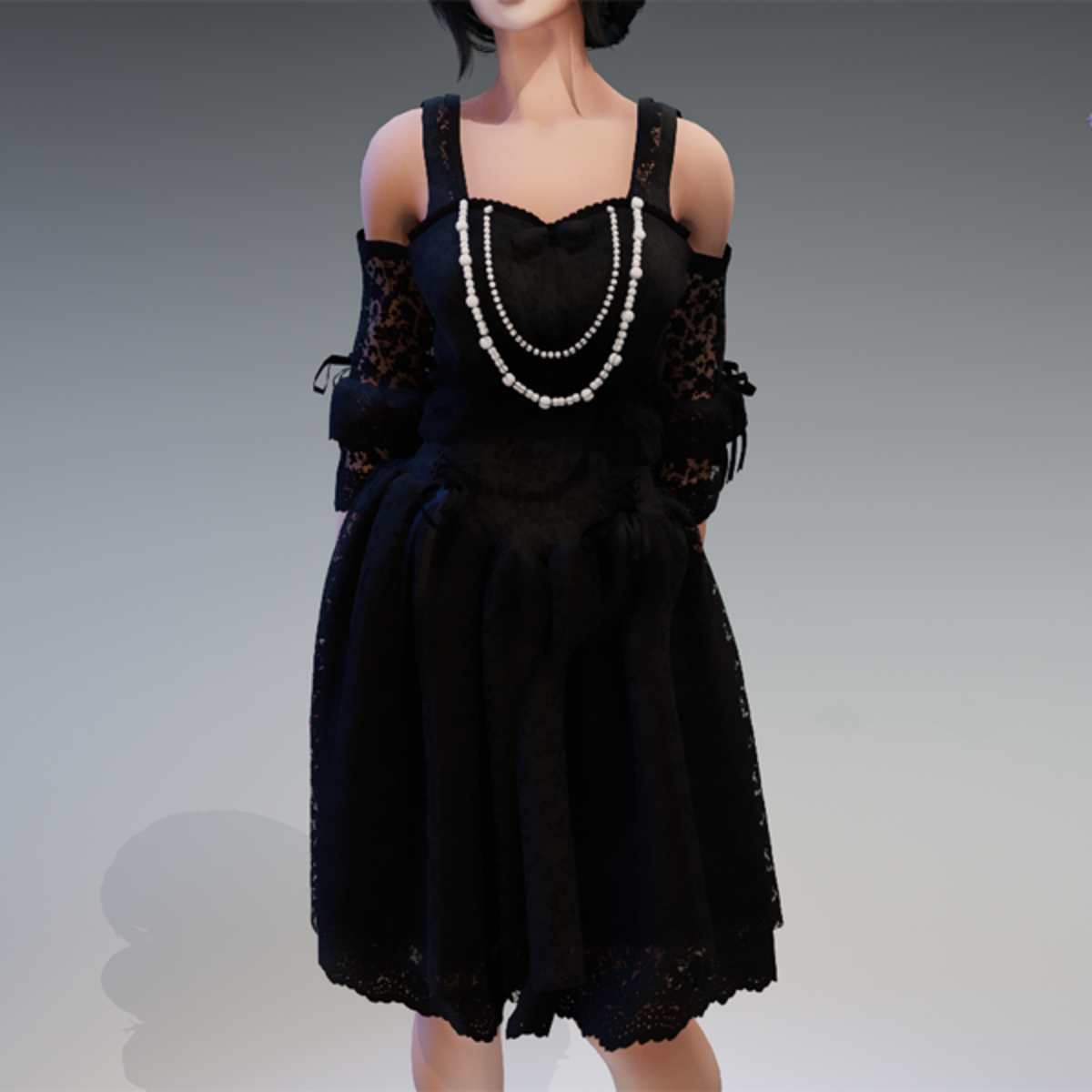 Gothic Fairy Dress "Rokoko" with White Pearls