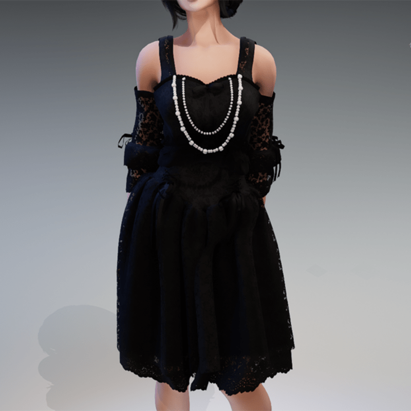 Gothic Fairy Dress "Rokoko" with White Pearls