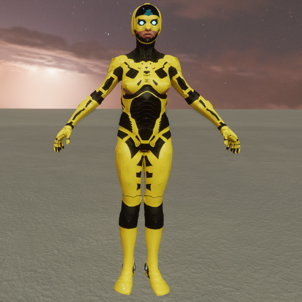 Sci-Fi Female Cyber Robot-Yellow