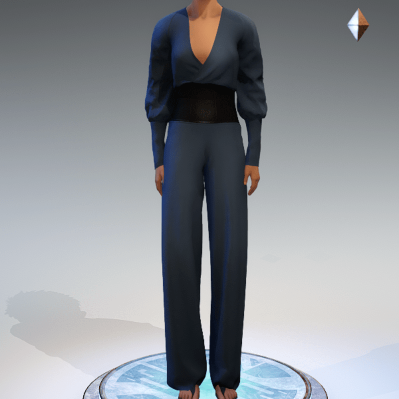 Wrapped Pantsuit - Linen and Leather - Teal