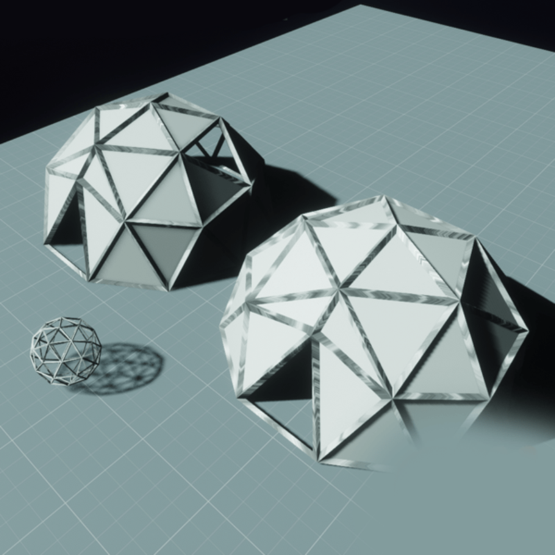 2 geodesic domes and cage