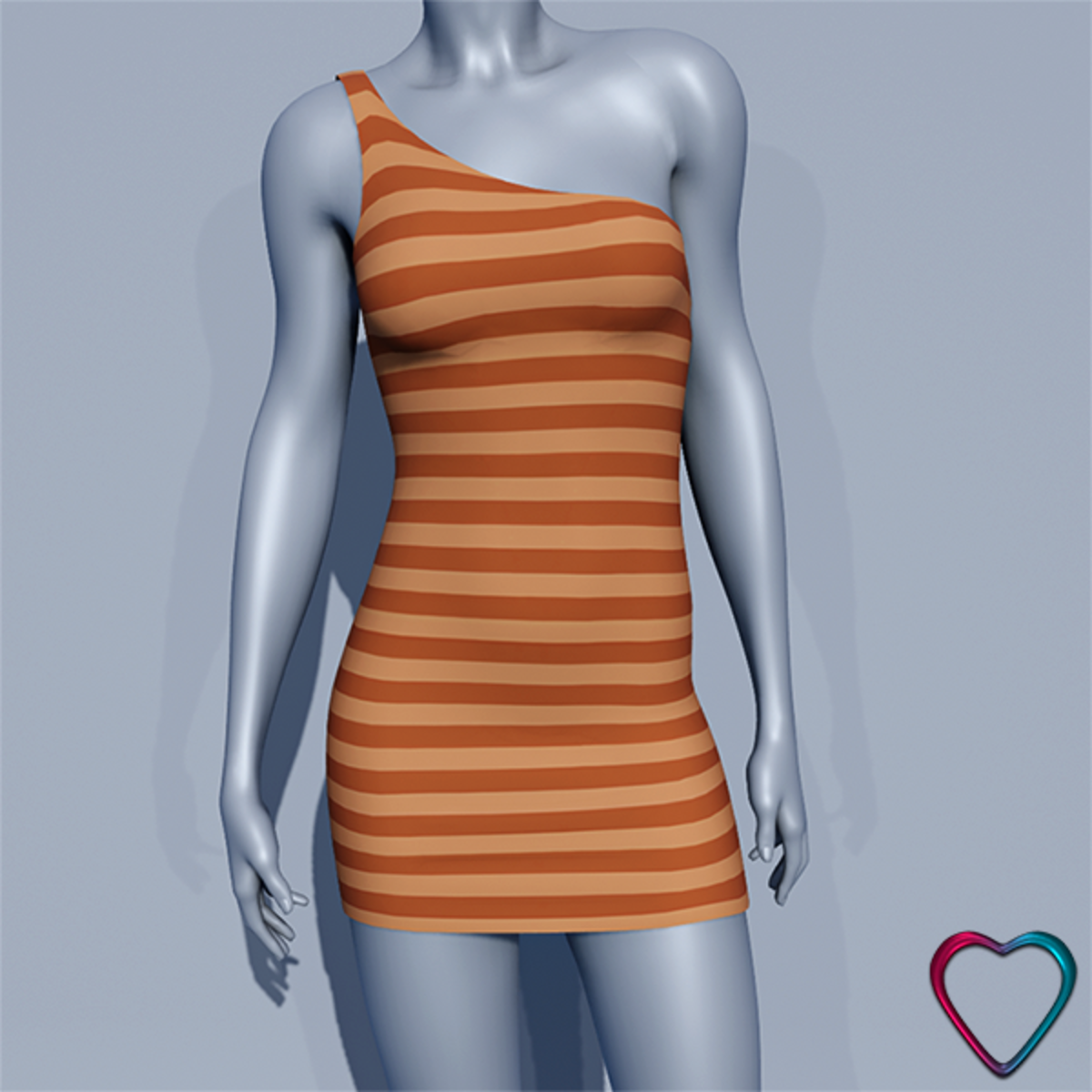 One Shoulder Striped Dress - Cream