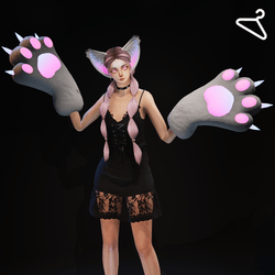 Cat Paw Gloves - White [Rainbow Emissive]