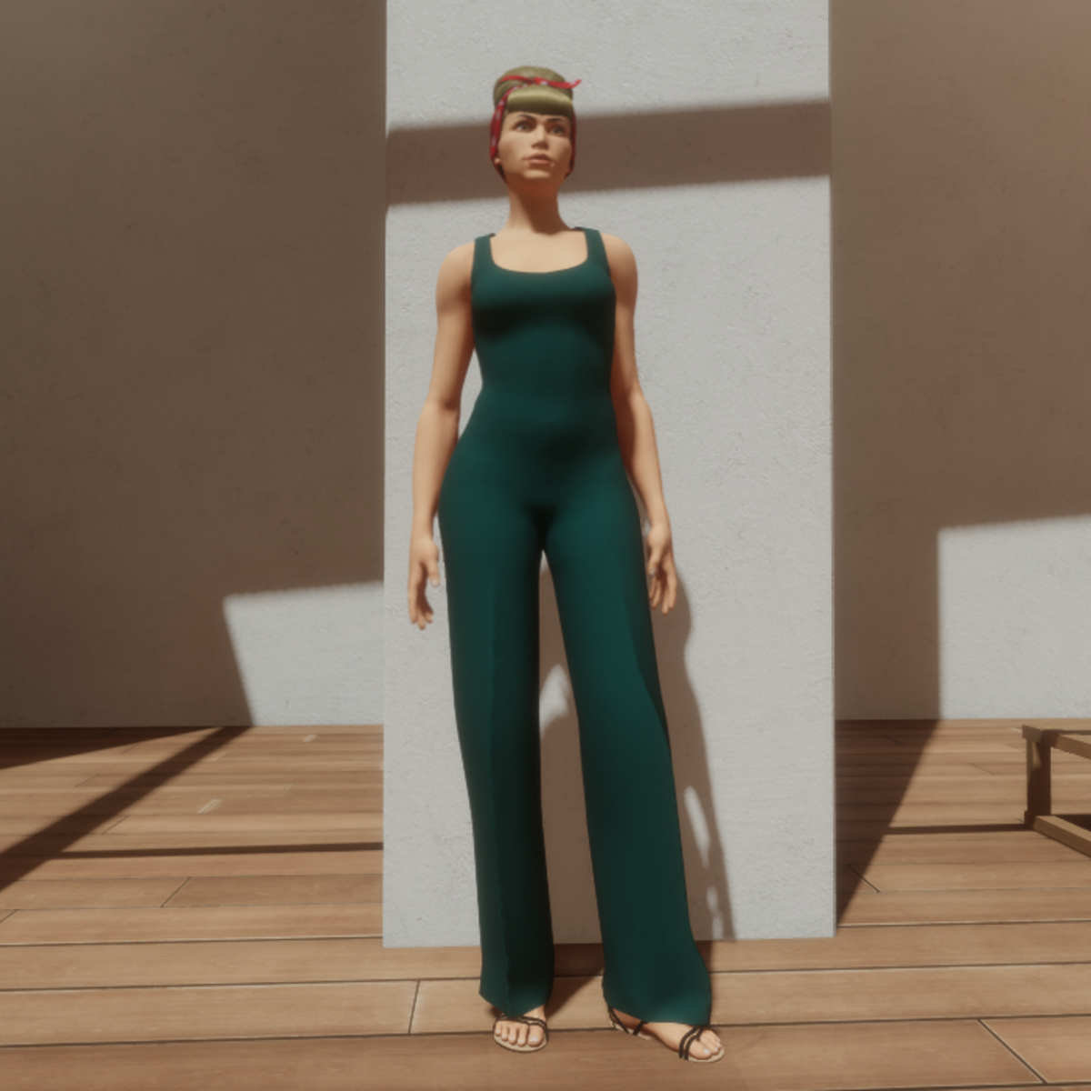 TKA-Jumpsuit teal cotton