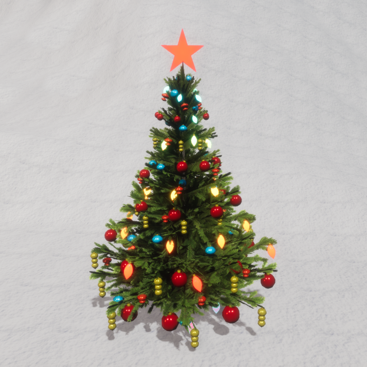 Christmas fir tree with running lights