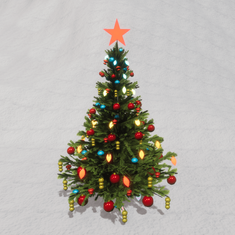 Christmas fir tree with running lights